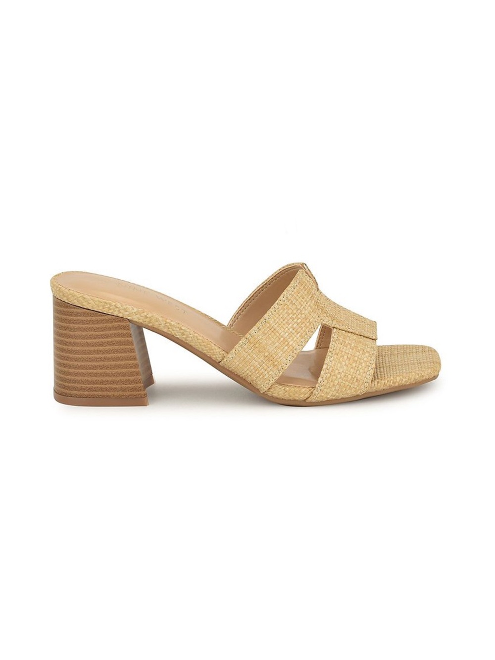 Nine West Ganda Tan Woven Block Heel Slide Sandals Size 7